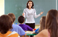 Teacher standing in a classroom