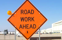 Road work head sign
