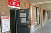 A crop of an image showing the temporary entrance to the bookstore