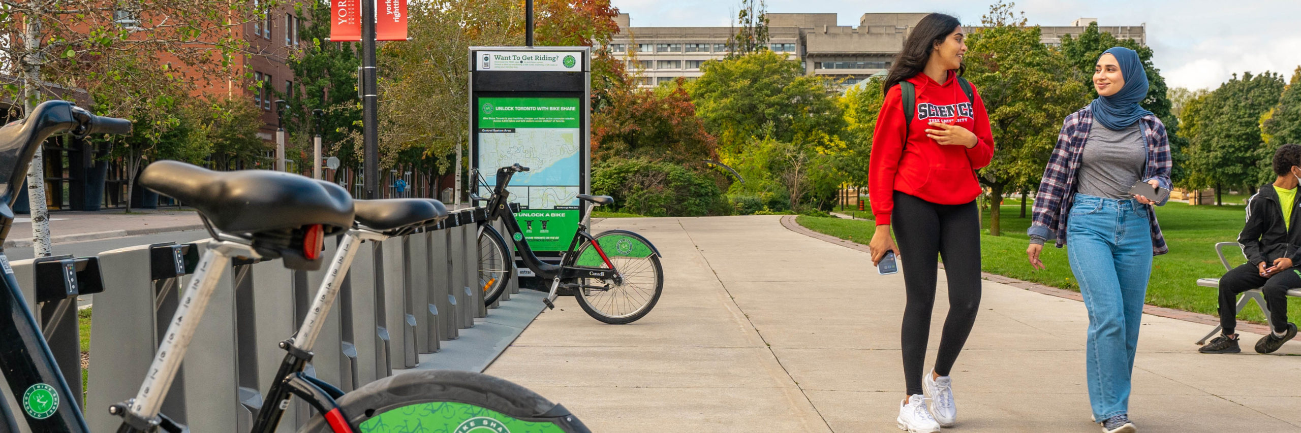 Bike share station on York University's Keele campus