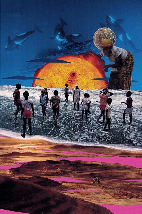 New Sun by MES grad Amber Williams-King is a collage that was produced during her time at EUC.