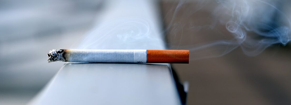 A cigarette burning