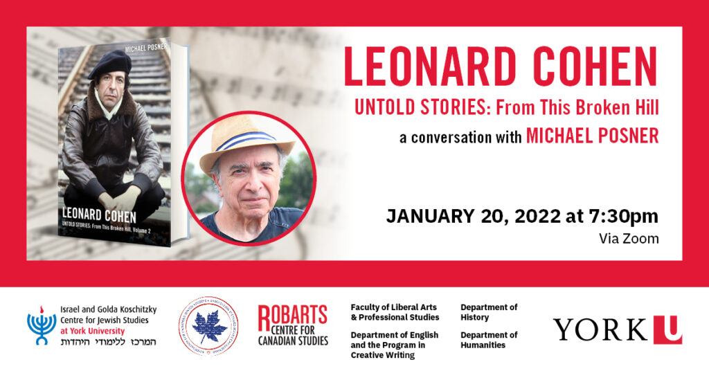 Event promoting a discussion on Leonard Cohen with Michael Posner