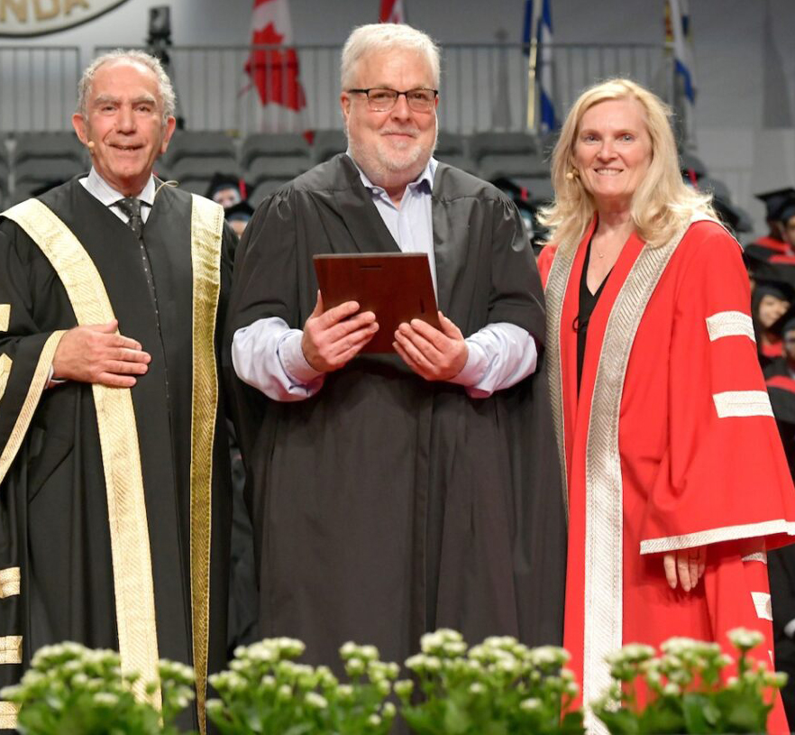 Andrew Maxwell with Chancellor and York U President at 2022 convocation