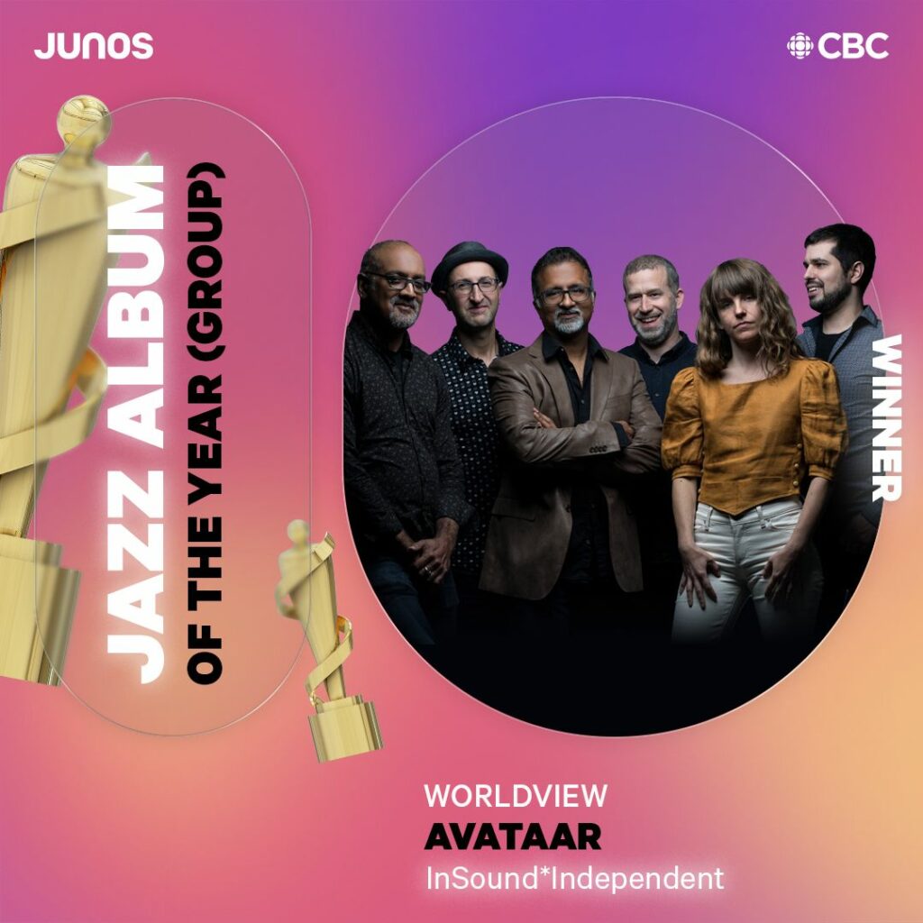 Avataar received Jazz Album of the Year: Group at the 2022 JUNO Awards. Photo credit: The Canadian Academy of Recording Arts and Sciences (CARAS)