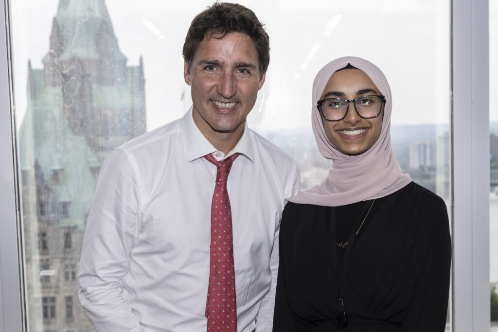 Prime Minister Justin Trudeau with Haleema Ahmed