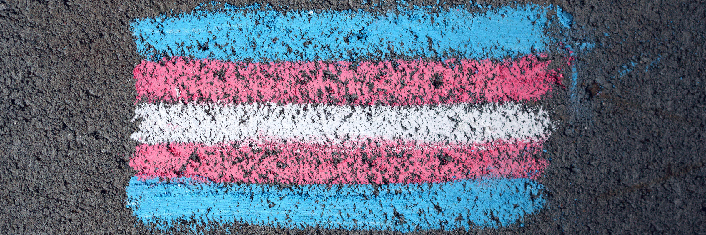 Trans pride flag sidewalk chalk