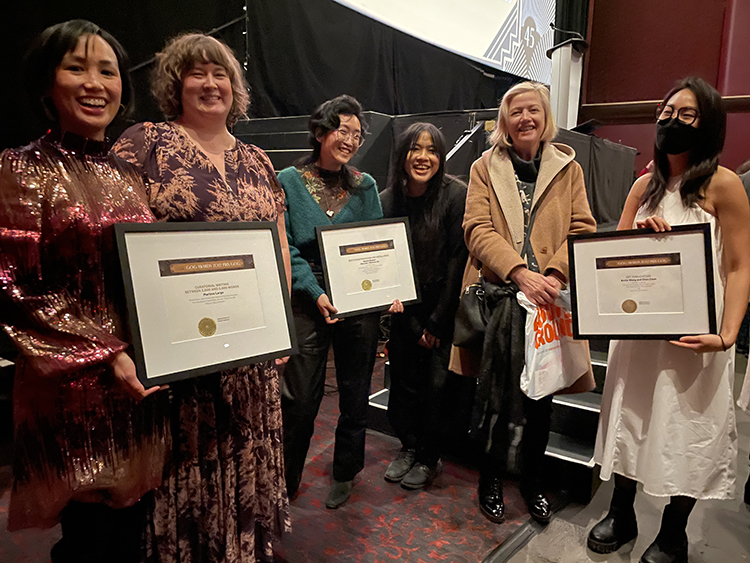From left: Pictured at the 2022 GOG Awards are Marissa Largo, Anik Glaude (curator of the Varley); artists Lan Yee and Ness Lee; Director of the Varley Niamh O'Laoghaire and artist Annie Wong