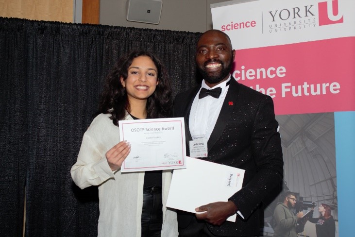 Undergraduate student Areeba Chaudhry, recipient of the Ontario Student Opportunity Trust Fund Science Award, and Professor Jude Kong