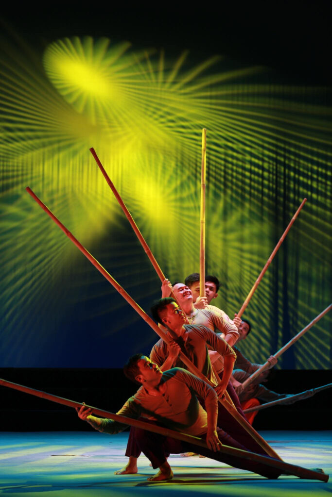 Bayanihan, the National Dance Company of the Philippines, dancing with bamboo staves