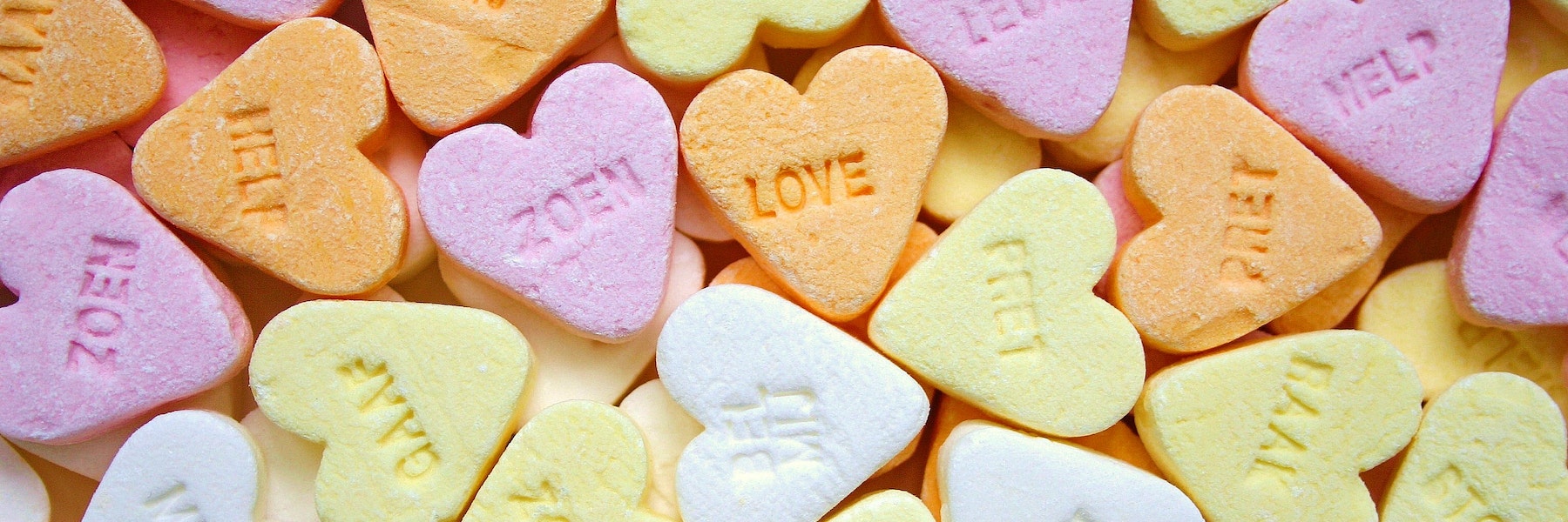 Giant pile of candy hearts