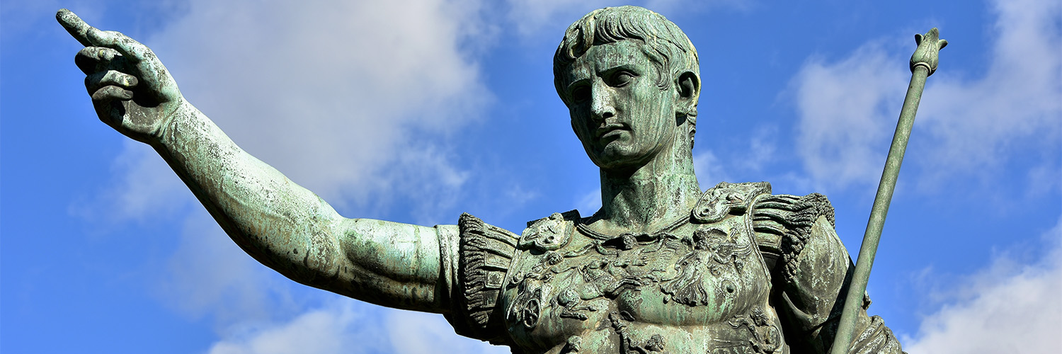 Bronze statue of first Roman emperor Augustus