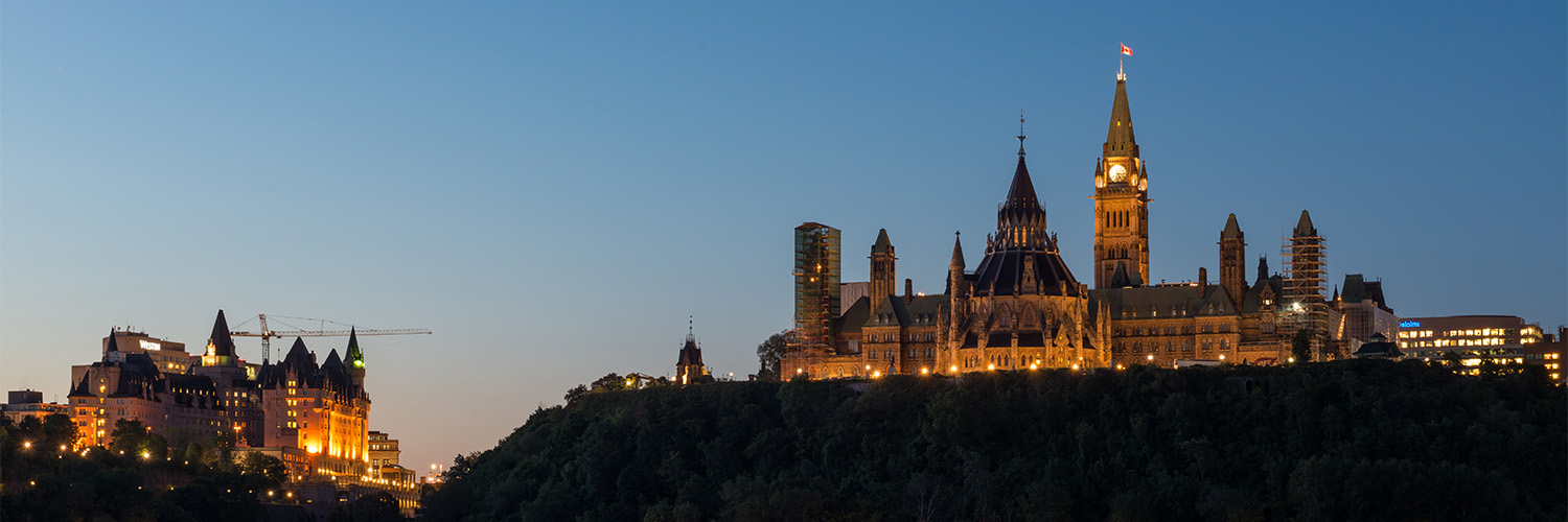 Parliament Hill photographed at night, Ottawa