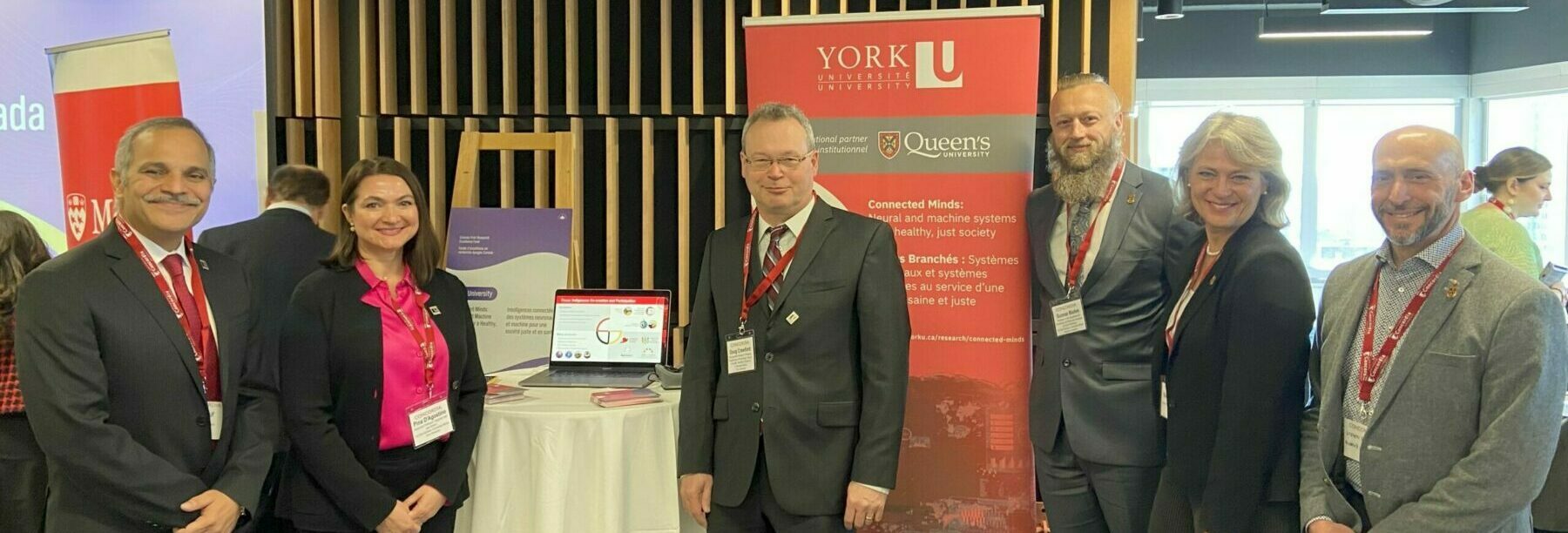 York University's Amir Asif, Pina D'Agostino and Doug Crawford with representatives from Queen's University