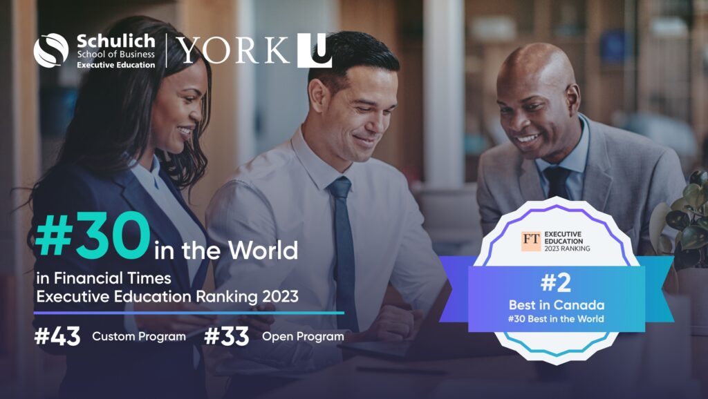 Schulich Financial Times 2023 #30 ranking graphic