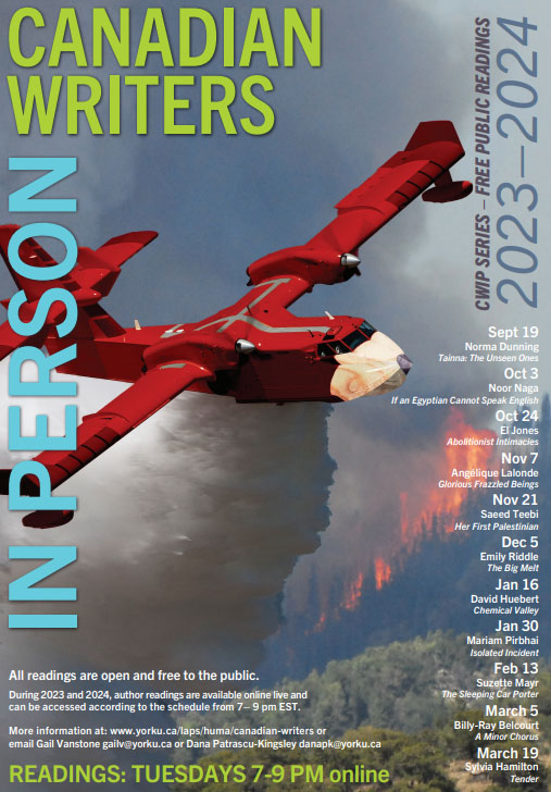 Canadian Writers in Person lecture series poster, 2023-24