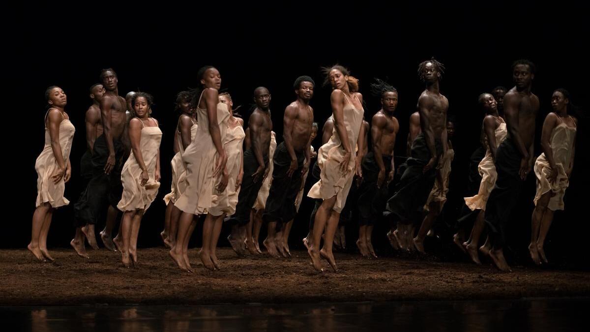 New production of Pina Bausch’s 'Rite of Spring’ features a cast of 37 dancers from 14 African countries. Florent Nikiema featured centre. Photo credit: Maarten Vanden Abeele