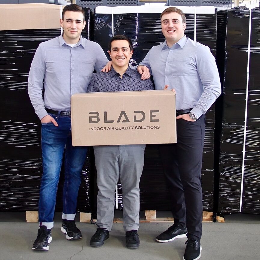 (Left to right) Blade Air founders Aedan Fida, Giancarlo Sessa and Joe Fida 