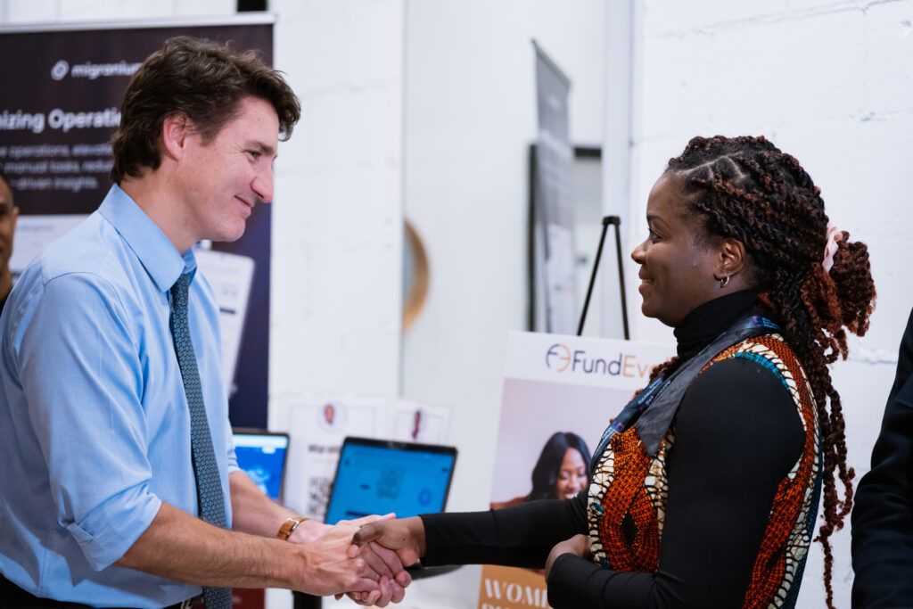 Prime Minister Justin Trudeau with second place winner Zainab Williams