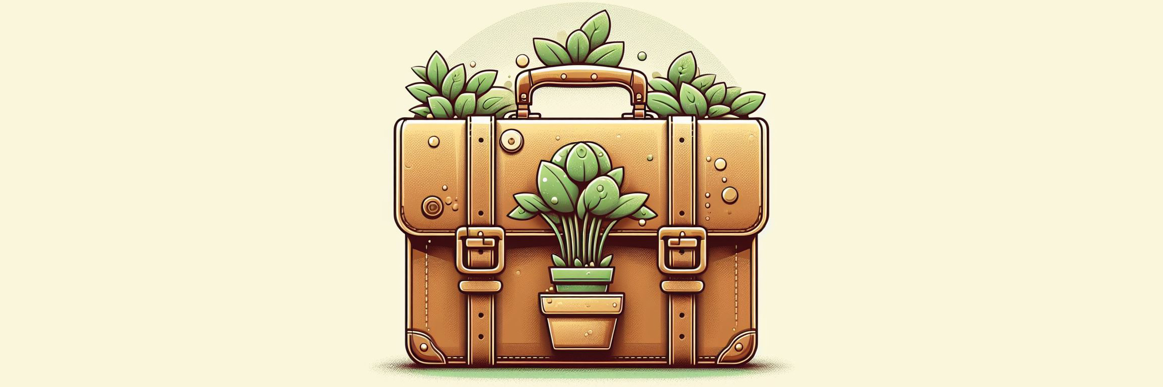 Briefcase with potted plant on it