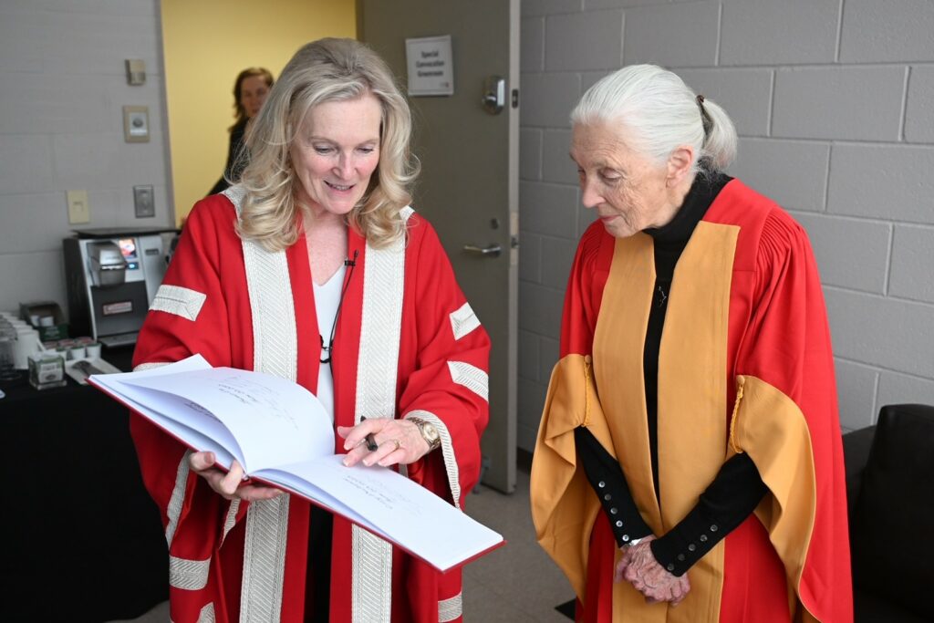 President and Vice-Chancellor Rhonda Lenton with Jane Goodall