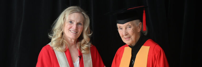 President presents Jane Goodall with honorary degree at special convocation ceremony 