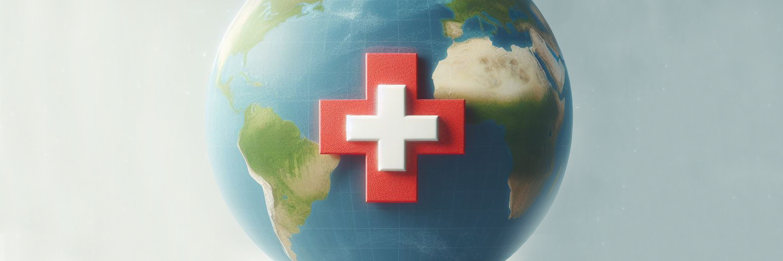 Globe with first aid health on it