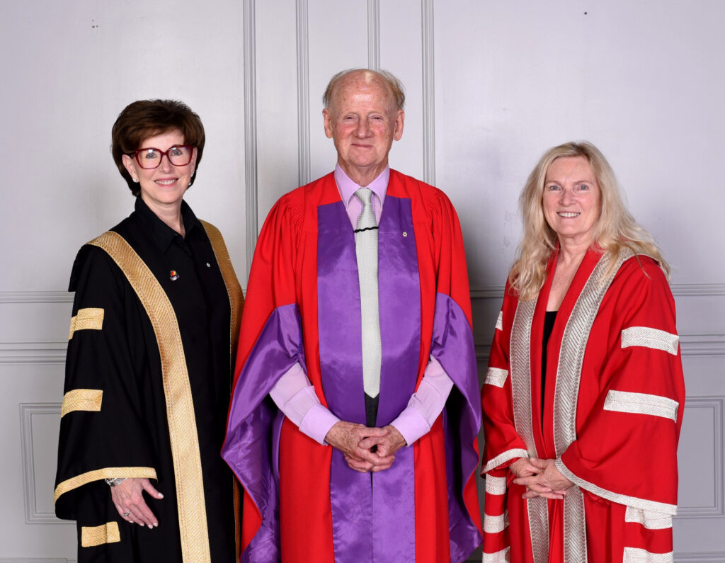 Pictured, from left to right: Chancellor Kathleen Taylor, John Ralston Saul, President and Vice-Chancellor Rhonda Lenton.