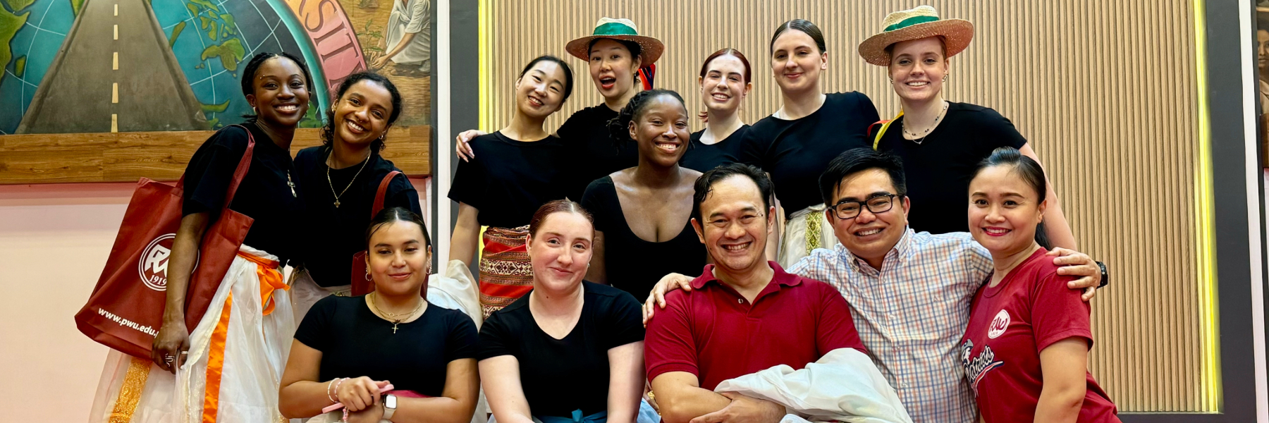 Professor Patrick Alcedo with York University students after the Philippine Folk Dance and Culture course’s first recital at the Philippine Women’s University in Manila.